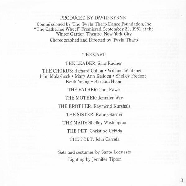 David Byrne - The Complete Score From The Broadway Production Of "The Catherine Wheel" (Choreographed By Twyla Tha (second hand CD)