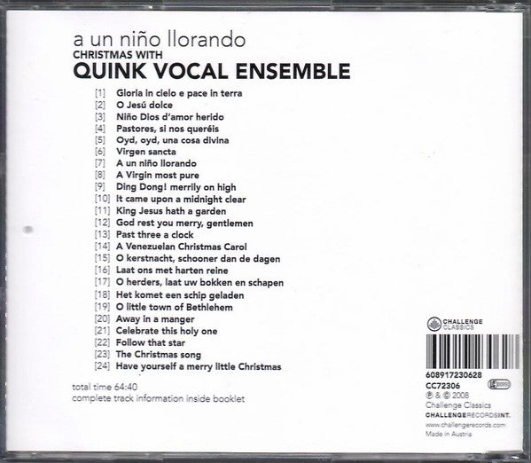 Vocal Ensemble Quink - A Un Niño Llorando - Christmas With Quink Vocal Ensemble (second hand CD)