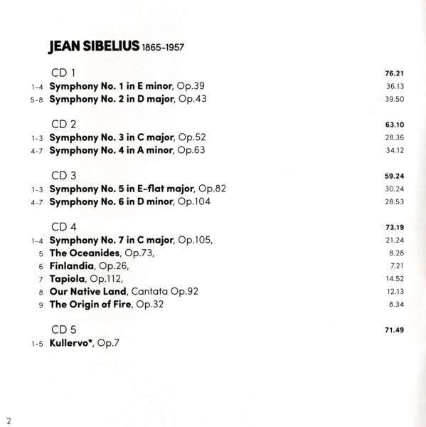 Jean Sibelius - Paavo Berglund, Helsinki Philharmonic Orchestra - Symphonies 1-7 / Finlandia / The Oceanides / Tapiola / Kullervo (second-hand CD)